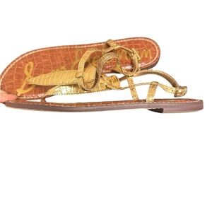 Sam Edelman Gold and Brown Minimalist Sandals size 6.5